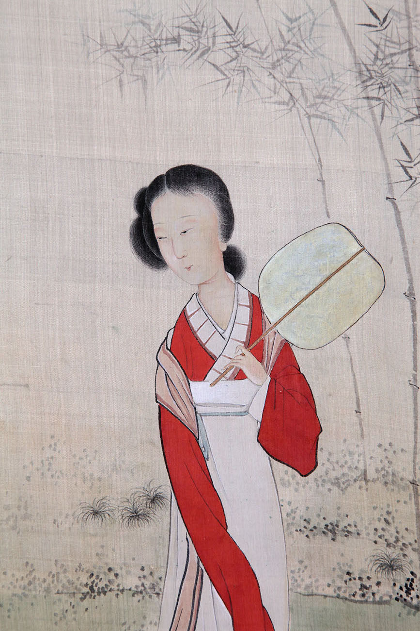 陈少梅《执扇仕女》