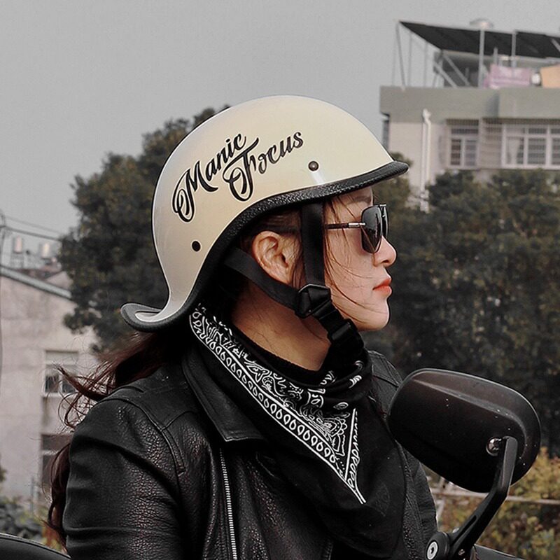 日式复古哈雷机车半盔女士夏季瓢盔踏板电动车安全帽摩托车头盔 原价