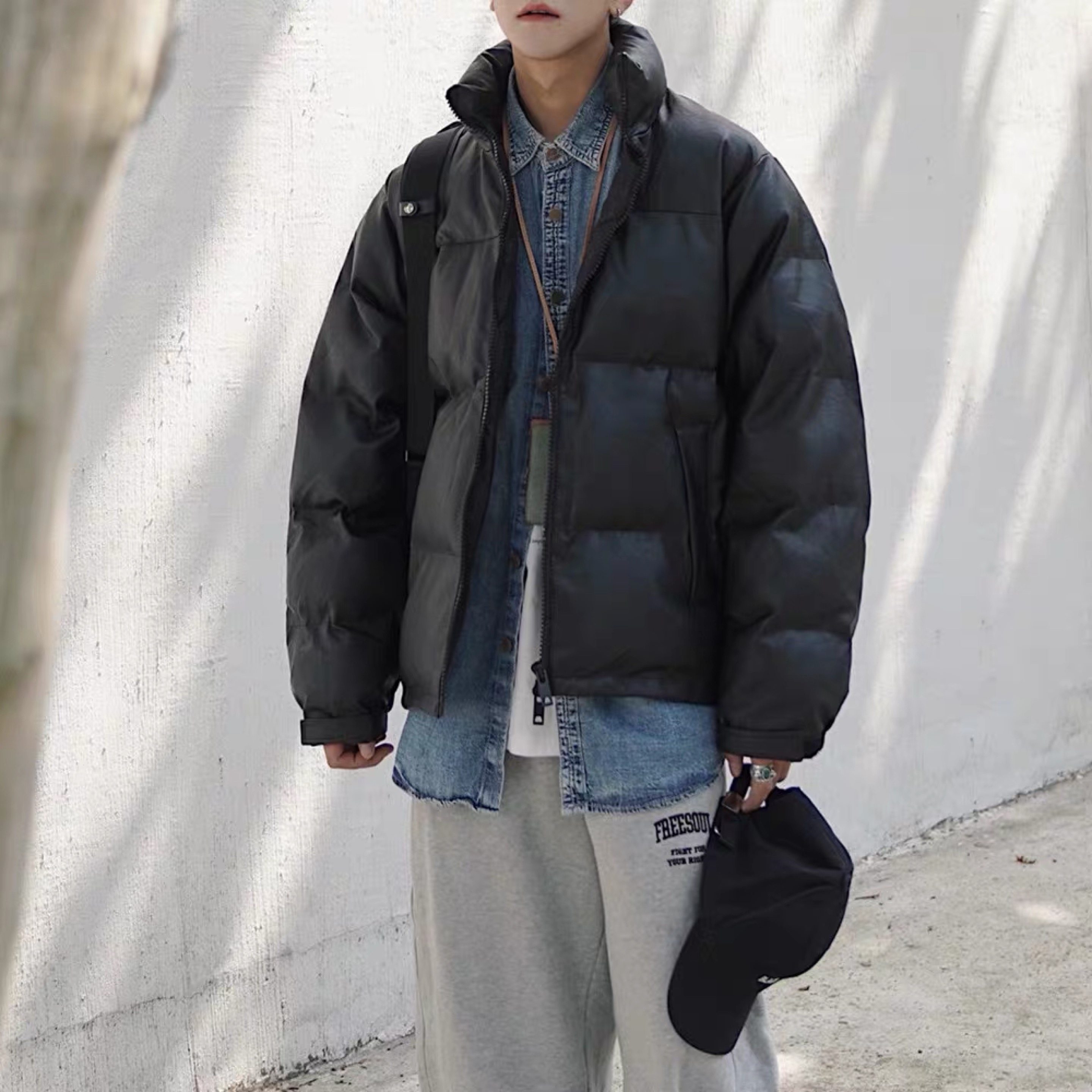 热销oversize棉服男短款