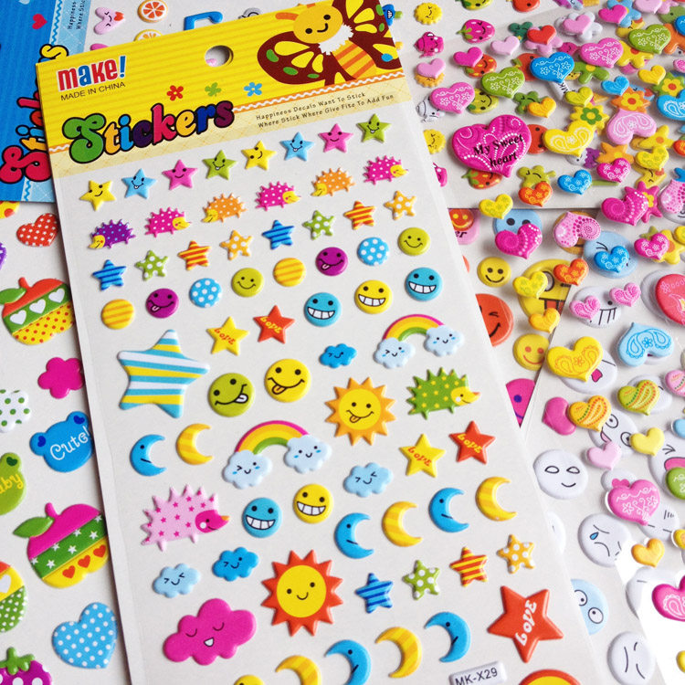 小孩环保贴纸儿童立体贴彩色星星月亮太阳笑脸粘贴画奖励表扬贴纸