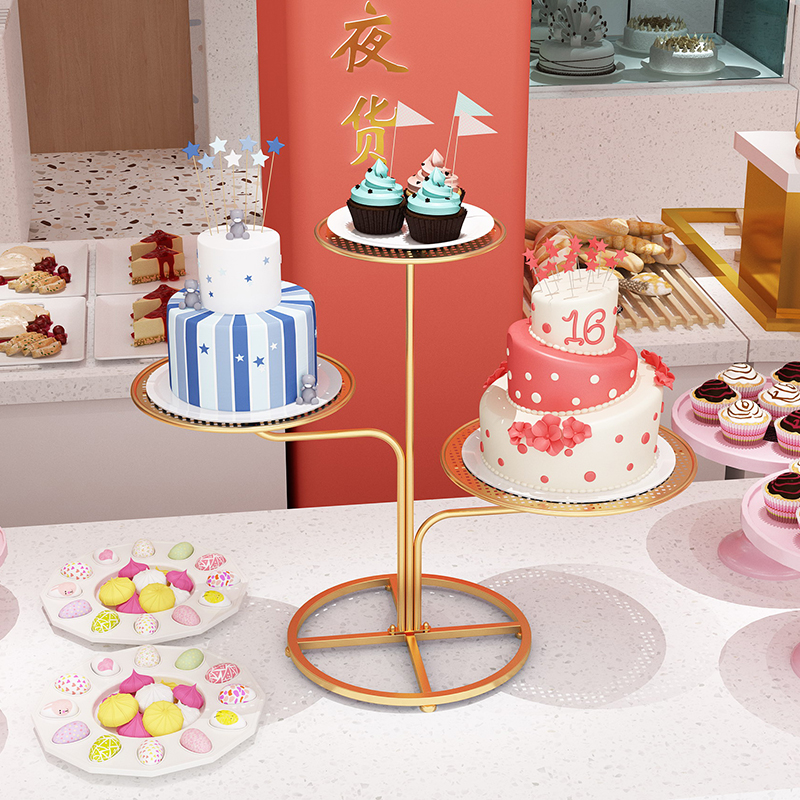 欧式三层蛋糕展示架生日甜品盘架多层寿宴蛋糕架子餐饮店婚礼架子