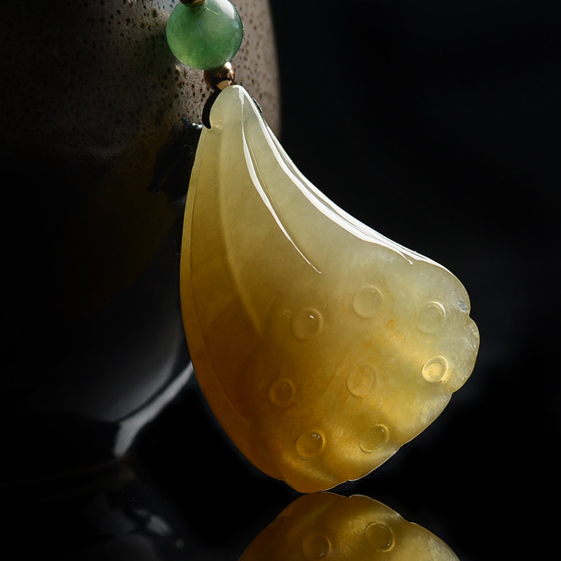 杨树明大师工作室作品天然a货翡翠黄翡莲蓬多子多福吊坠20.7g带链