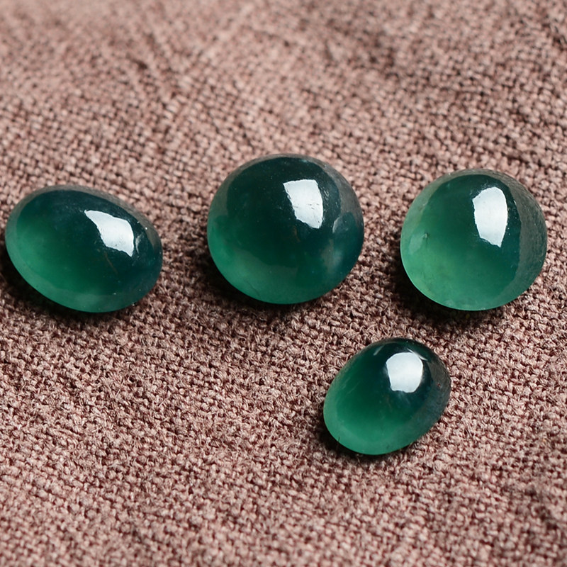 缅甸a货翡翠冰种蓝水戒面4颗3.43g