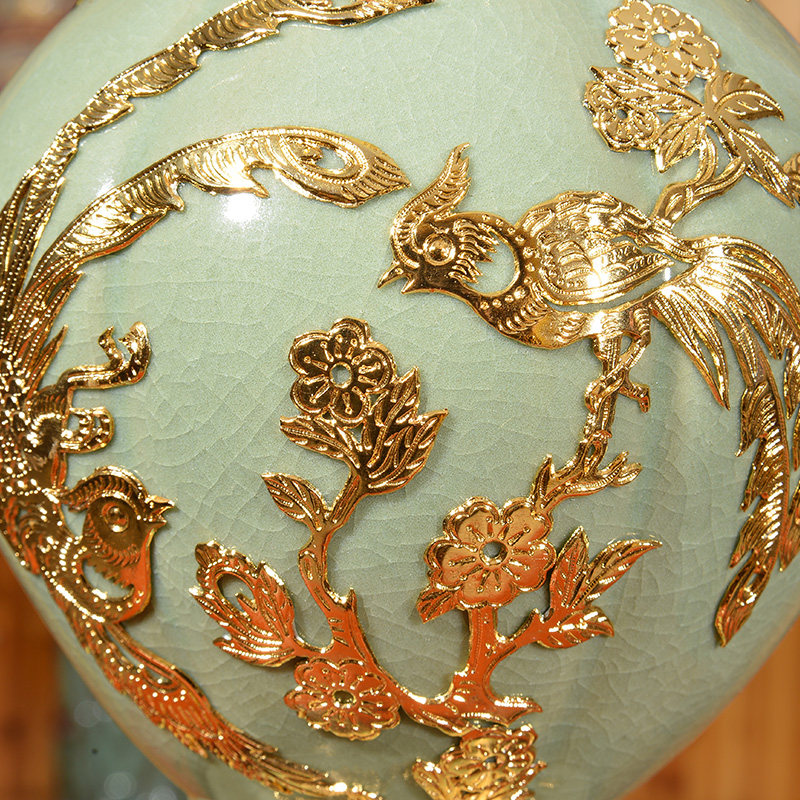 工美大师李冰 金镶玉 荷口瓶