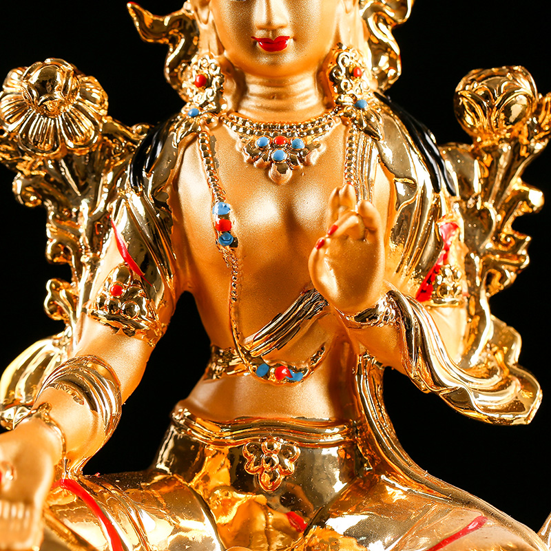 义拍铜镀金绿度母佛像 上海寿安寺 寺院加持 950g