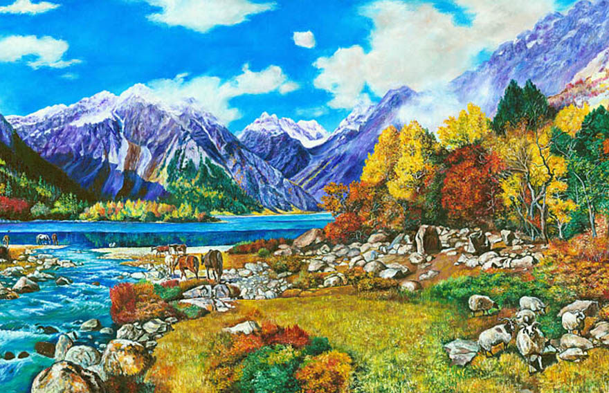 段修杰《喜马拉雅山下》巨幅 海艺创国际