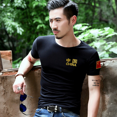 2016夏季军装刺绣中国旗男士短袖军迷半袖修身衣服特种兵t恤