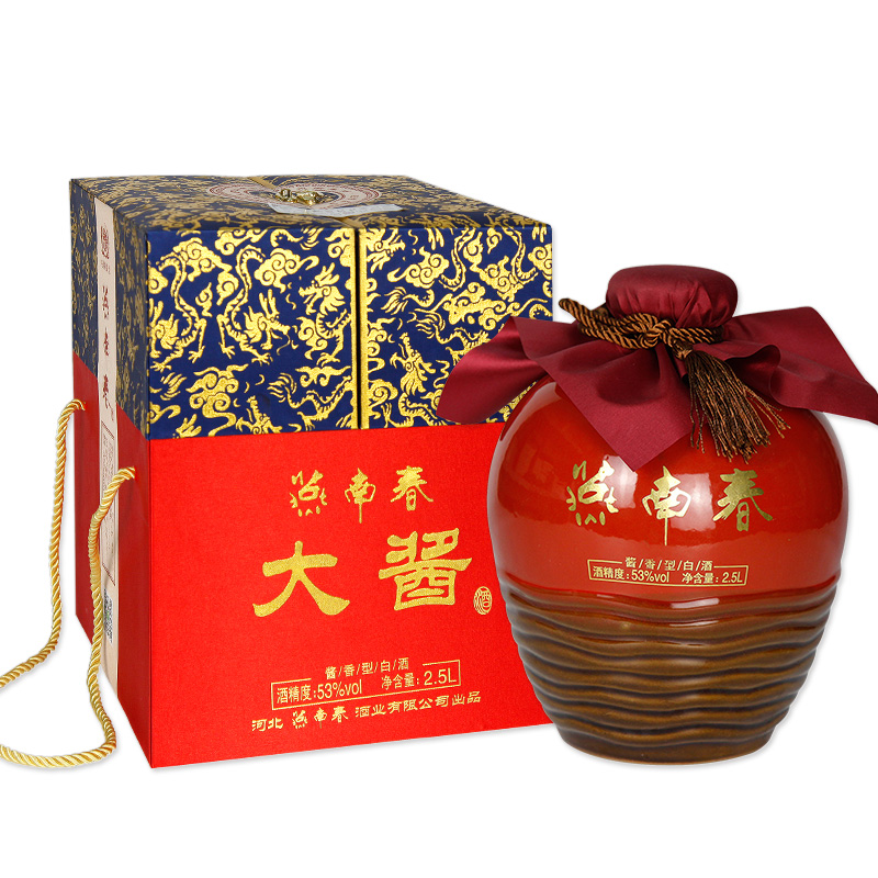 燕南春 大酱单瓶礼盒装 酱香型白酒 53度2500ml 红色礼盒2.5l一坛