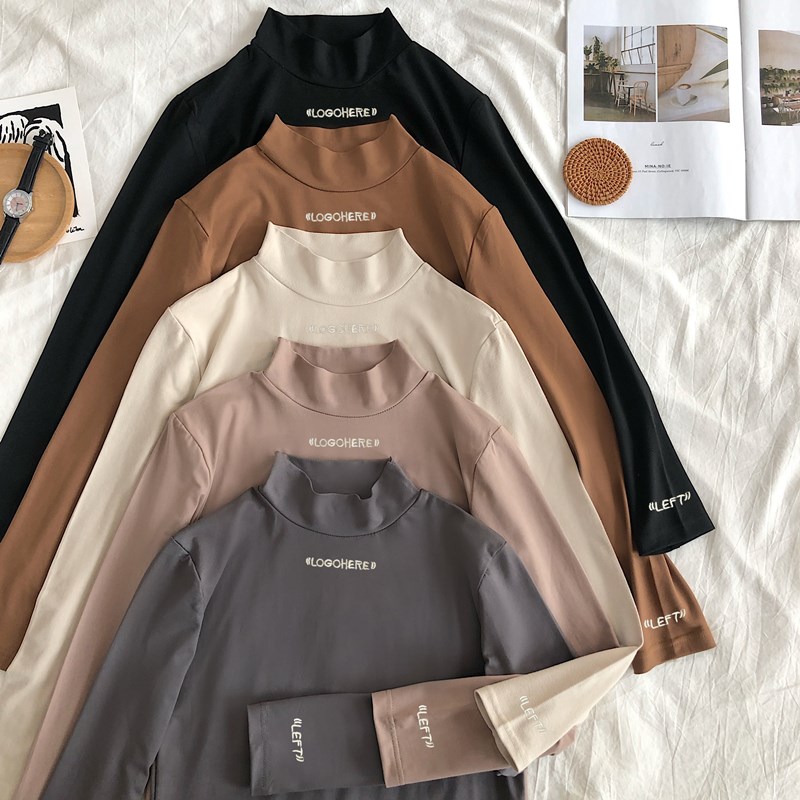 半高領打底衫女2019洋氣字母韓版百搭秋冬季加絨修身長袖內搭上衣在類目 女裝/女士精品, T恤中 - 來自Buy2taobao.com提供專業的淘寶代購服務