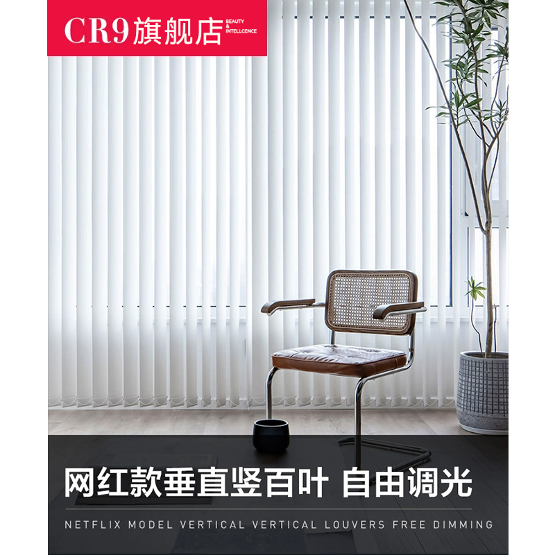 CR9垂帘垂直帘竖百叶窗帘电动遮光客厅卧室办公室阳台隔断梦幻帘