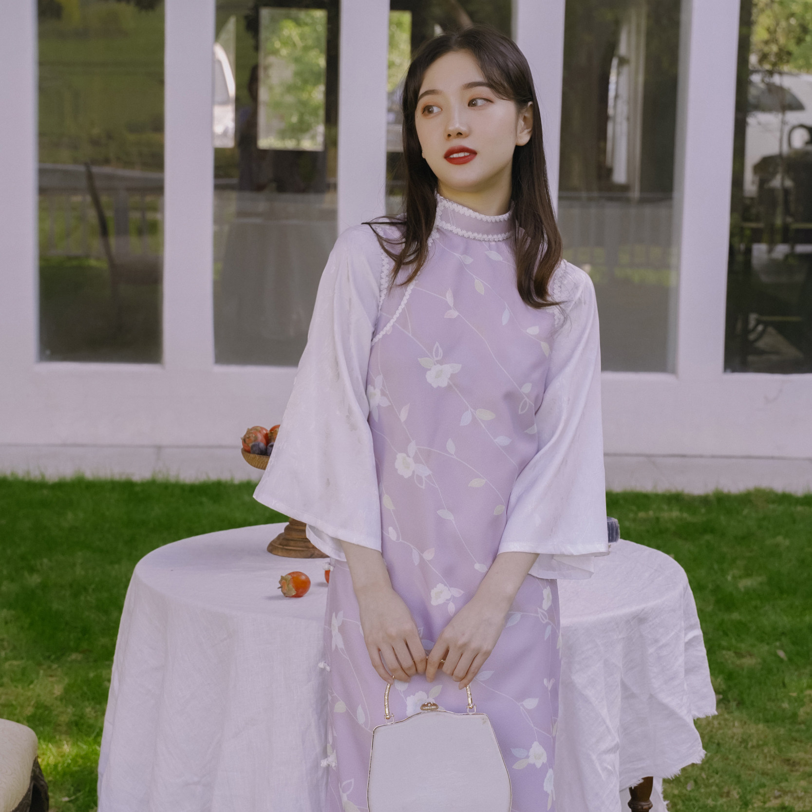 赏味原创设计长马甲秋季旗袍民国倒大袖比甲斜襟筒子领假两件