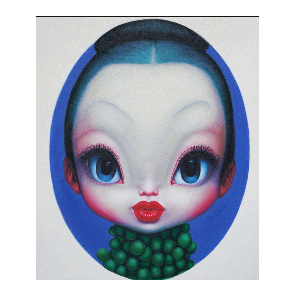 王敏《大头娃娃》布面油画