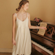 法式莫代尔棉白色睡裙女夏性感吊带纯欲风睡衣长外披两件套家居服