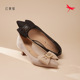 红蜻蜓2024夏季新款皮女凉鞋BX52014011方跟包头蝴蝶结BX52014012