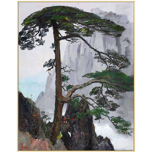 迎客松油画