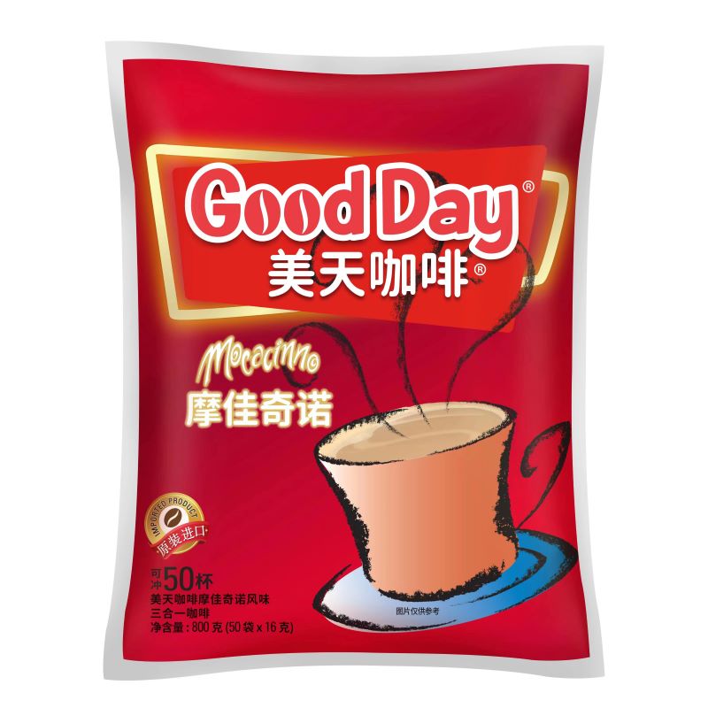 印尼进口Goodday美天好日子三合一摩卡味咖啡摩佳奇诺800克50小包