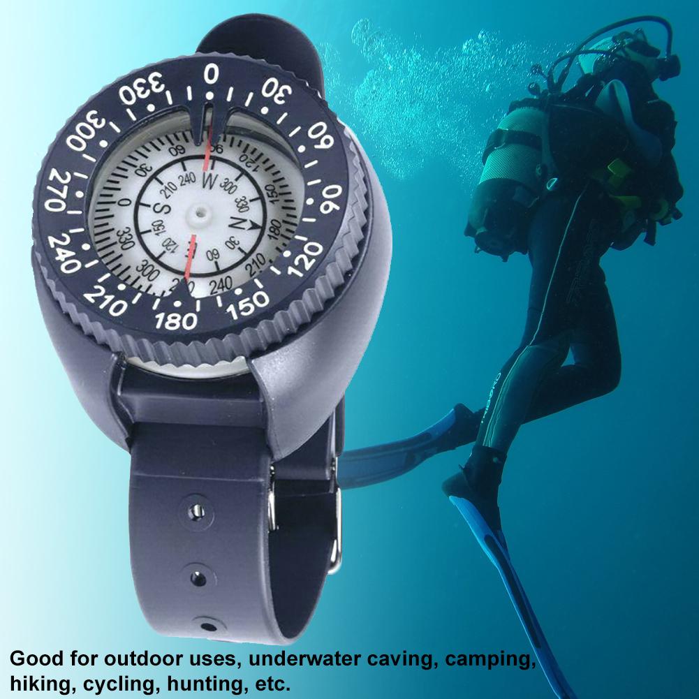 潜水指北针水下指南针潜水罗盘腕表式水下指南针强磁防水带夜光