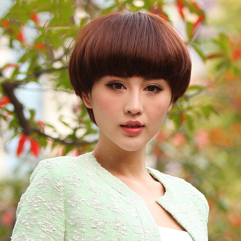 假发女短发时尚女士修脸型短卷外翻发逼真自然斜刘海蓬松全头发套