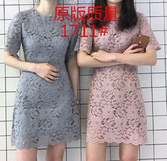 ins超火镂空蕾丝连衣裙红色2018韩版夏装新款修身气质a字裙女裙子