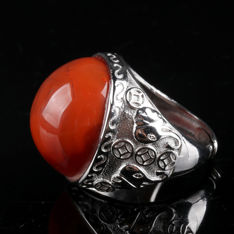 【南红 色泽艳丽】15.70克 玛瑙戒指 指圈约21# 佛法加持