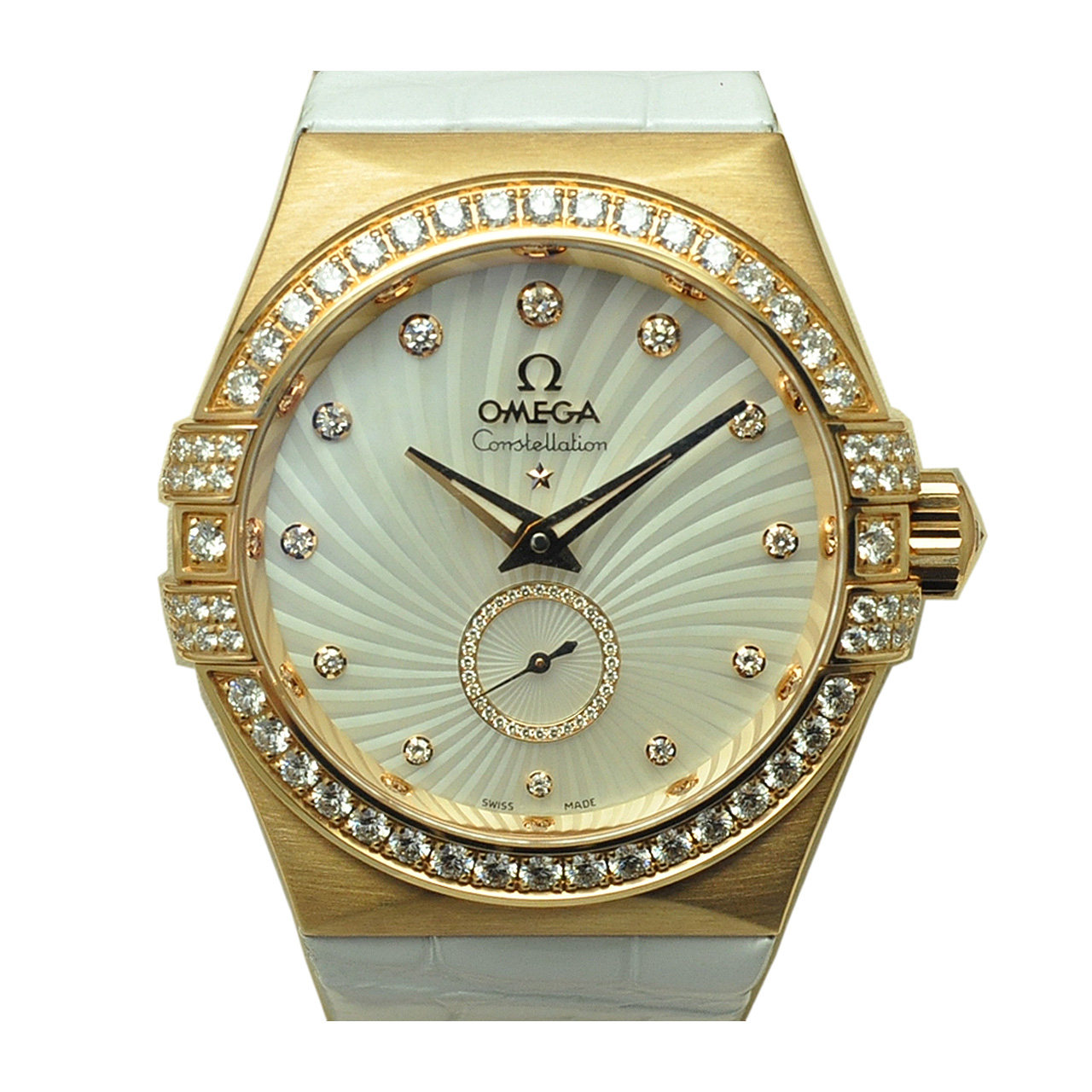 9新】欧米茄omega星座金镶钻机械女表123.58.35.20.55.001