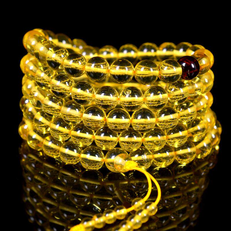 36克9.5mm 天然金珀圆珠佛珠手串108珠【0071】