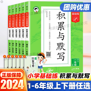 2024新版53基础练积累与默写一二三四五六年级上下册人教部编版小学123456年级教材看拼音写词语汉语拼音背诵默写五三天天练曲一线