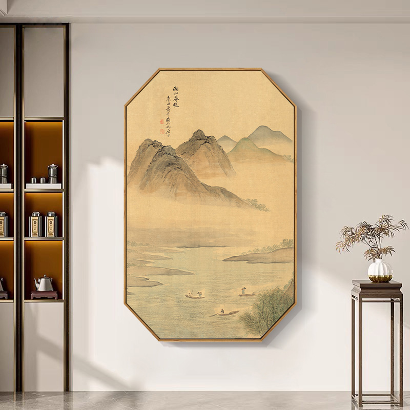 中古风装饰画玄关山水风景新中式挂画