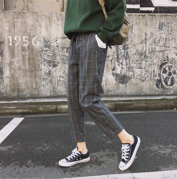 Spring women 2020 new pattern Korean Edition lattice Casual pants Ninth pants Versatile Easy Show thin Haren pants Carrot pantsin the Women's clothing/Boutique , Pants , Casual pants category - from Buy2taobao.com to provide professional Taobao agent buy service