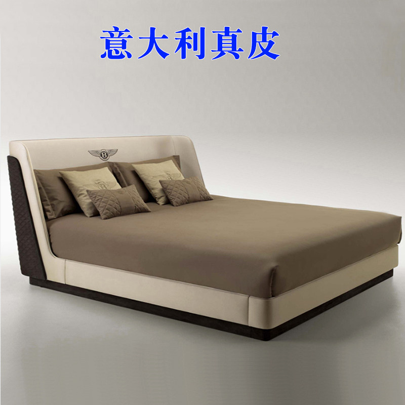 意大利高档纳帕皮柏瓦图宾利真皮床软床主卧室1.8米双人床包安装