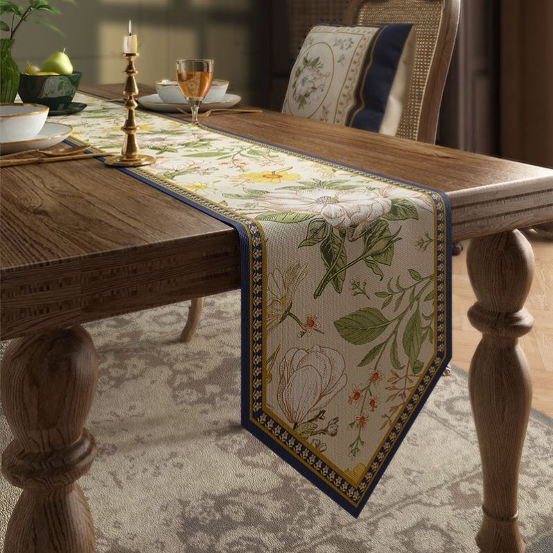 美式复古轻奢高端餐桌布艺桌布2022新款桌旗床旗长方形台布定制
