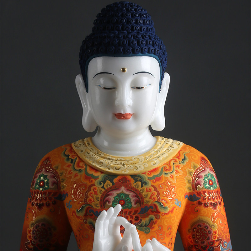 彩绘汉白玉 《佛佑吉祥》 中国高级工艺美术师 张秋霞作品