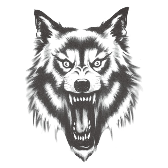 喵小姐灰狼头纹身贴防水男创意图腾胸前狼头仿真刺青纹身贴纸