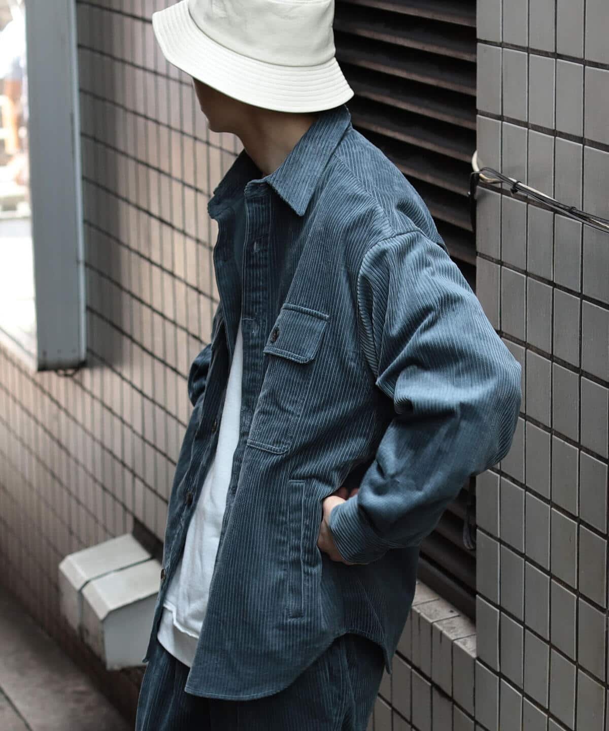 beamsdotcorduroycposhirt21aw复古宽松灯心绒两袋衬衫夹克