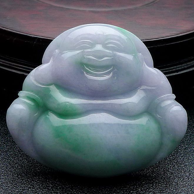 翡翠a货 老种淡绿大件玉佛公吊坠 24.52克