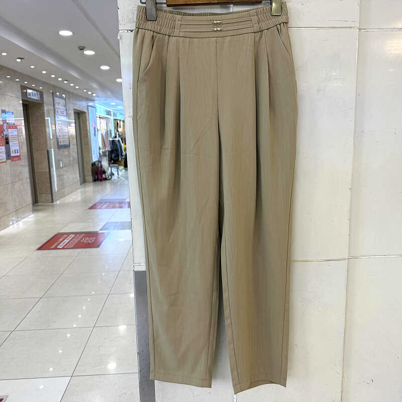 富米娜1116 时尚设计感松紧腰薄款休闲裤西服裤显瘦小个子女裤夏
