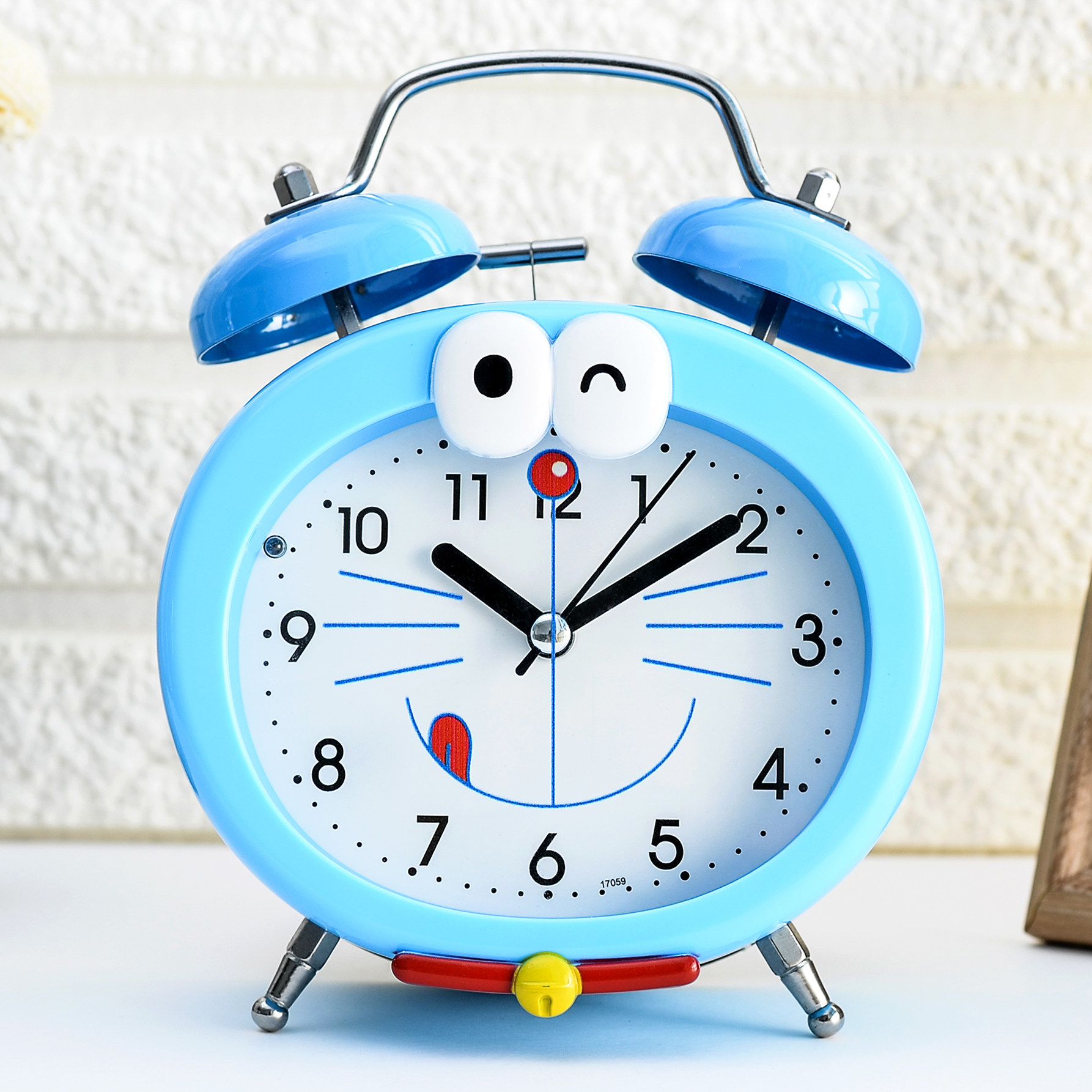 叮当猫金属打铃超大声静音电子床头懒人儿童学生卡通夜光灯小闹钟