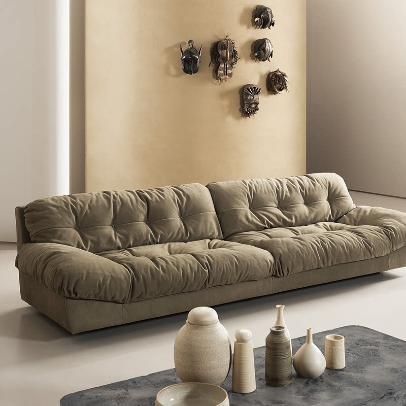 简约现代进口磨砂科技布沙发客厅别墅创意时尚意式轻奢真皮沙发