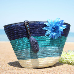 夏季新款花朵女包编织包大包包草编包沙滩包单肩手提包海边度假包