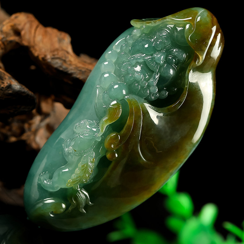 老坑冰糯种缅甸翡翠a货达摩祖师手把件 242.36g