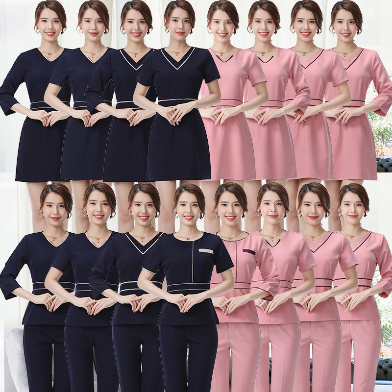 晚礼服美容院工作服女连衣裙复古风养生spa足浴足疗美容师套装裤