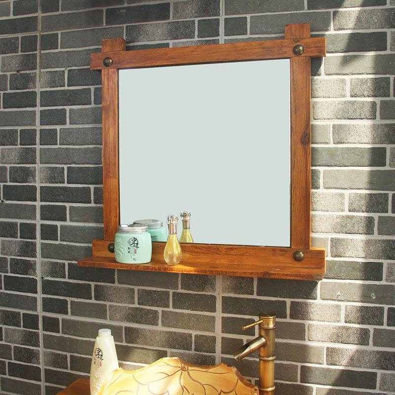 特价中式镜子壁挂 浴室镜实木仿古