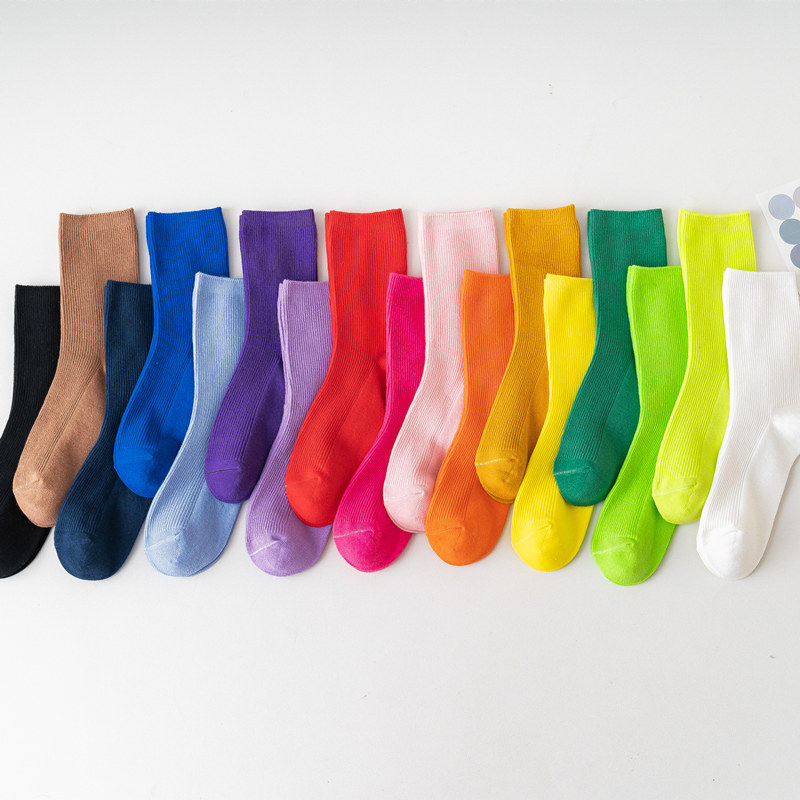 帕耐克丝韩国学院风彩色袜子女堆堆袜春季糖果色中筒袜ins街头潮