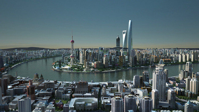 3d建筑动画--上海中心城市建筑3dmax模型源文件东方明珠金茂大厦