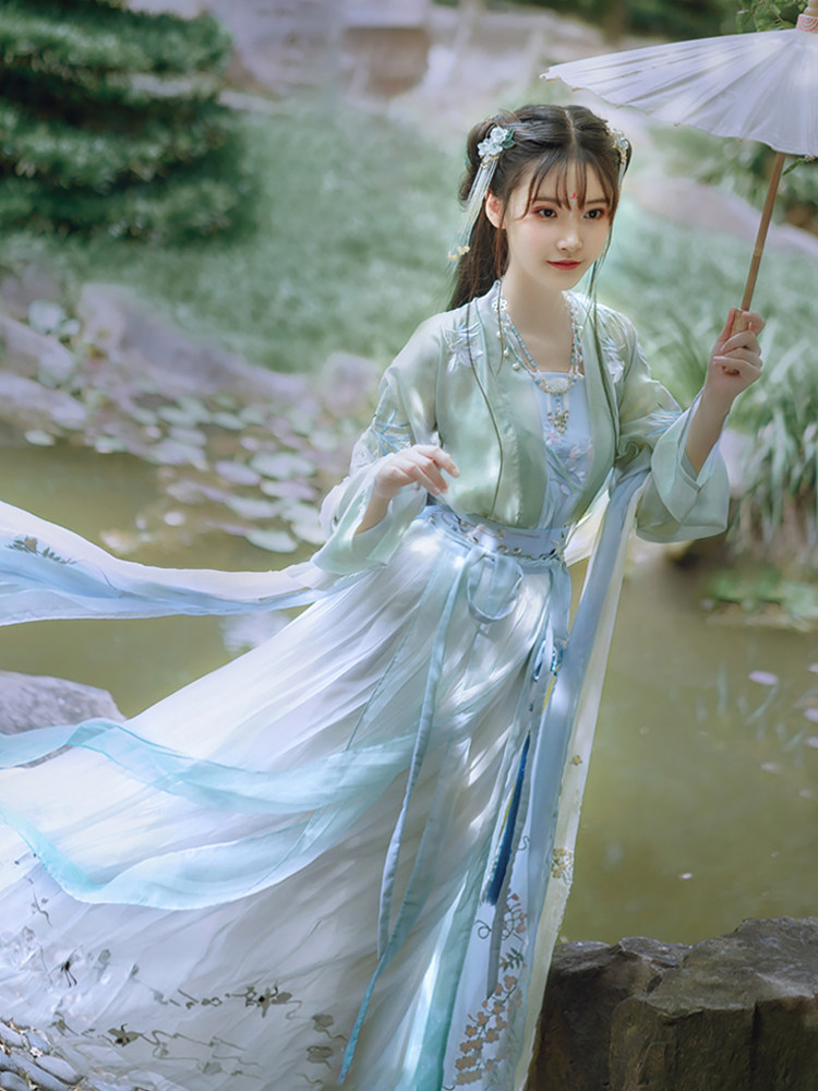 租汉服女齐腰整套古装学生班服运动会进场中秋节晚会汉服走秀古风