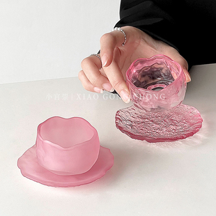 粉磨砂品茗杯主人杯单杯个人专用透明杯子色玻璃小茶杯功夫茶具盏