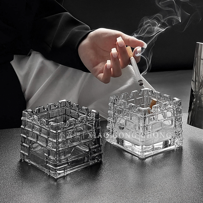 高级感城堡烟灰缸玻璃潮流个性创意防