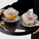 锤纹燕窝盅带盖玻璃碗中式精致甜品碗碟套装家用耐热银耳糖水汤碗