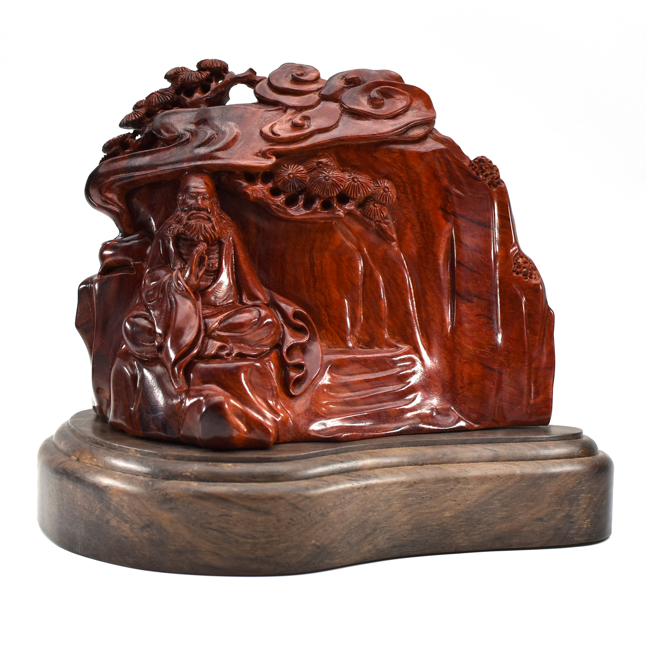 小叶紫檀 达摩悟道 精雕摆件 油润老料 静悟思禅 整体大气