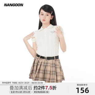 NANGOON polo领原创夏季针织衫T恤小个子百搭设计感短袖上衣新款